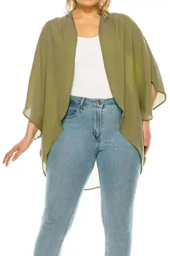 Walmart MOA Collection Women's Plus Size Casual Cardigan Loose Fit Soft Draped Kimono Sleeve offer
