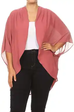 Walmart Women's Plus Size Trendy Style Open Front Loose Fit Kimono Cardigan offer