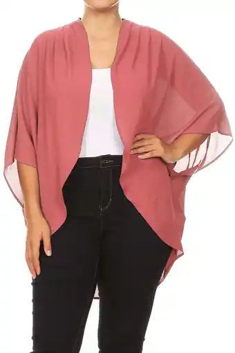 Walmart Women's Plus Size Trendy Style Open Front Loose Fit Kimono Cardigan offer