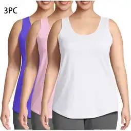 Walmart lmcalzta Plus Size Women's Tank Tops Crew Neck T Shirts Summer Basic Sleeveless Tanks Pack of 3 offer