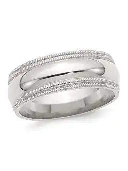 Walmart Mens Sterling Silver 8mm Double Milgrain Wedding Band Ring offer