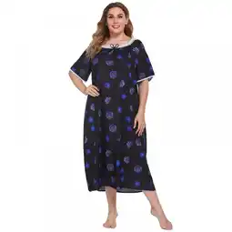 Walmart Baywell Womens Plus Size Nightgowns Sleepwear Short Sleeve Sleep Dress Maxi Night Gowns, Blue, 2XL offer