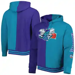 Walmart Men's Mitchell & Ness Purple/Teal Charlotte Hornets Hardwood Classics Split Pullover Hoodie offer