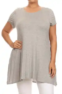 Walmart Women's Casual Solid Color Short Sleeve Tunic Top With Pockets offer