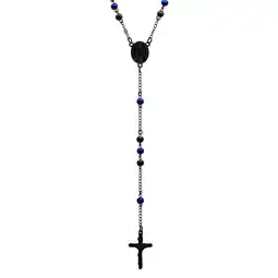 Walmart Stainless Steel Mens Black tone Rosary Religious Necklace-Necklace for Men offer