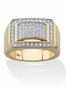 Walmart PalmBeach Jewelry 1.05 TCW Men's Cubic Zirconia Geometric Ring in 18k Gold-plated Sterling Silver offer