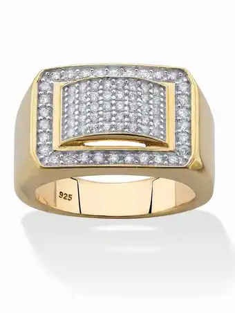 Walmart PalmBeach Jewelry 1.05 TCW Men's Cubic Zirconia Geometric Ring in 18k Gold-plated Sterling Silver offer