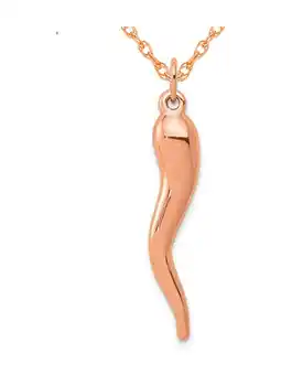 Walmart 14K Rose Pink Gold Large Italian Horn Pendant Necklace with Chain offer