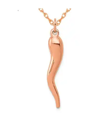 Walmart 14K Rose Pink Gold Large Italian Horn Pendant Necklace with Chain offer