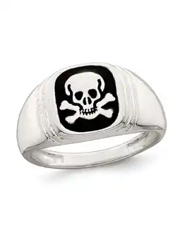 Walmart Mens Skull and Crossbones Ring in Sterling Silver with Black Enamel offer
