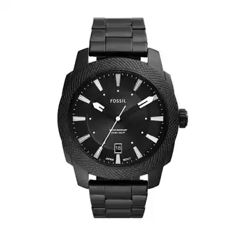 Walmart Fossil Men's Machine Three-Hand Date, Black Stainless Steel Watch offer
