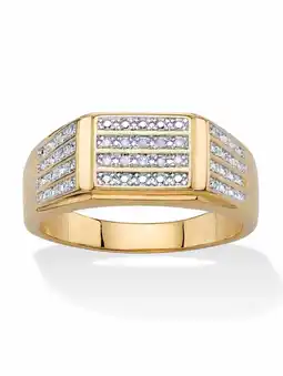 Walmart PalmBeach Jewelry Men's White Diamond Accent Multi-Row Grid Ring Yellow Gold-Plated offer