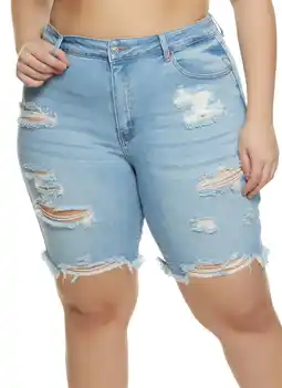 Walmart Womens Plus Size Distressed Denim Bermuda Shorts offer
