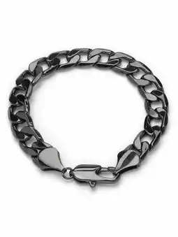 Walmart PalmBeach Jewelry Men's Curb-Link Chain Bracelet Black Ruthenium-Plated 9 (12mm) offer