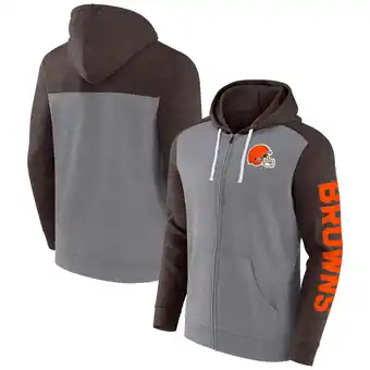 Walmart Men's Fanatics Heather Gray Cleveland Browns Down and Distance Full-Zip Hoodie offer