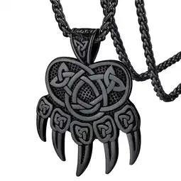 Walmart FaithHeart Punk Bear Paw Necklace Black Viking Jewelry for Men Nordic Scandinavian Jewelry offer