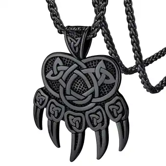 Walmart FaithHeart Punk Bear Paw Necklace Black Viking Jewelry for Men Nordic Scandinavian Jewelry offer