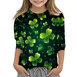 Walmart ZPWKLM Casual Shirt For Toddler Graphic Printed Round Neck 3/4 Quarter Sleeve Top For Baby size 3-4T offer