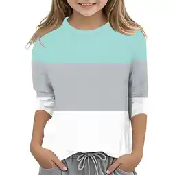 Walmart ZPWKLM Tops For Toddler Color Block Round Neck 3/4 Quarter Sleeve Clothing For Toddlers size 3-4T offer
