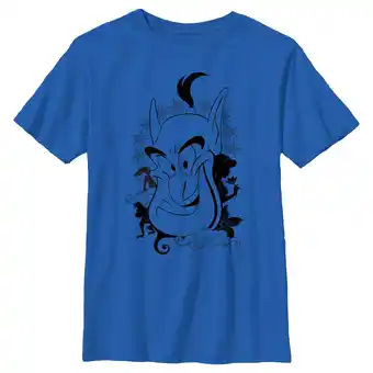 Walmart Boy's Aladdin Genie Grin Graphic Tee Royal Blue Small offer