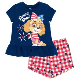 Walmart Paw Patrol Skye July 4th Peplum T-Shirt and Twill Shorts Outfit Set Toddler to Big Kid offer