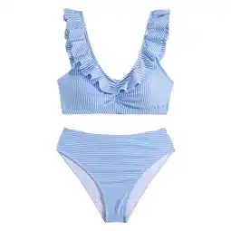 Walmart Girls Swimsuit Summer Two Piece Striped Beach Bathing Casual Girls Cover Ups for Swimwear Blue 13 offer