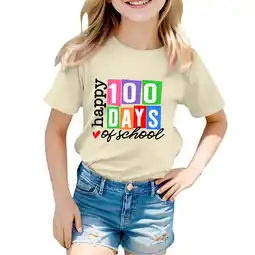 Walmart ZPWKLM T-Shirts For Kid Print Round Neck Loose Short Sleeve Top For Kids size 3-4T offer