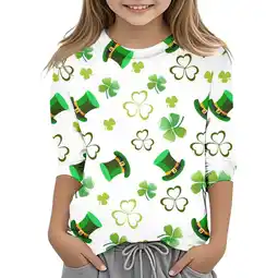 Walmart ZPWKLM Tees For Girl Boy Graphic Printed Round Neck 3/4 Quarter Sleeve Top For Girls Boys size 3-4T offer