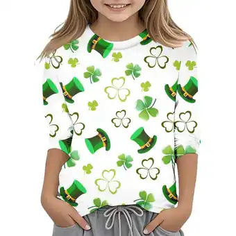 Walmart ZPWKLM Tees For Girl Boy Graphic Printed Round Neck 3/4 Quarter Sleeve Top For Girls Boys size 3-4T offer