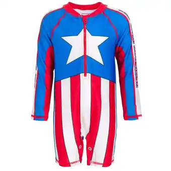 Walmart Marvel Avengers Captain America Half Zip UPF 50+ Up One Piece Bathing Suit Newborn to Toddler offer