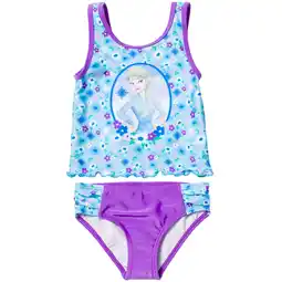 Walmart Disney Frozen Elsa Toddler Girls Tankini Top and Bikini Bottom Swim Set Floral Light Blue 2T offer