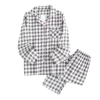 Walmart Kids Boys Girls Plaid Holiday Pajamas Cotton Button Down Sleepwear Pajamas Set 9 Years-10 Years offer