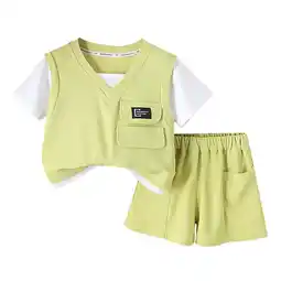 Walmart QHFBli Boys Clothes Two Piece Pullover Crewneck T Shirt + Cargo Shorts 2PCS Outfits Set, 0-5 Years offer