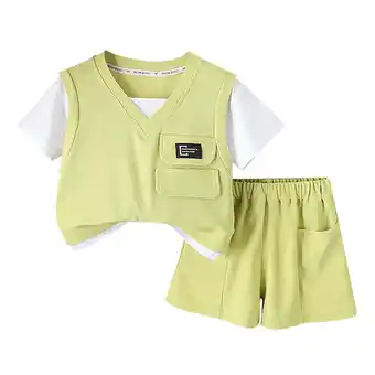 Walmart QHFBli Boys Clothes Two Piece Pullover Crewneck T Shirt + Cargo Shorts 2PCS Outfits Set, 0-5 Years offer