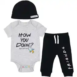 Walmart FRIENDS Infant Baby Boys Bodysuit Pants and Hat 3 Piece Outfit Set Newborn to Infant offer