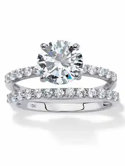 Walmart PalmBeach Jewelry Round Cubic Zirconia 2-Piece Wedding Ring Set 2.58 TCW in Solid 10k White Gold offer