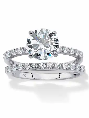 Walmart PalmBeach Jewelry Round Cubic Zirconia 2-Piece Wedding Ring Set 2.58 TCW in Solid 10k White Gold offer