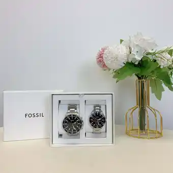Walmart Fossil BQ2753SET His and Hers Multifunction Stainless Steel Watch offer