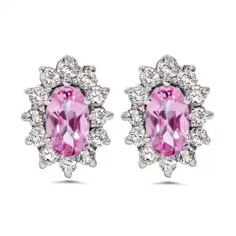 Walmart Pompeii 3/4ct Halo Diamond Pink Topaz Studs 14K White Gold (G/H,I1-I2) offer