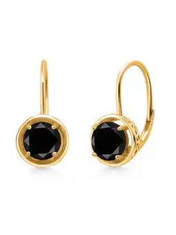 Walmart Gem Stone King 3.60 Ct Round Black Diamond 18K Yellow Gold Plated Silver Earrings offer