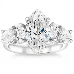Walmart Pompeii Certified 5Ct TW Marquise & Pear Three Stone Engagement Ring 14k Gold Lab Grown offer