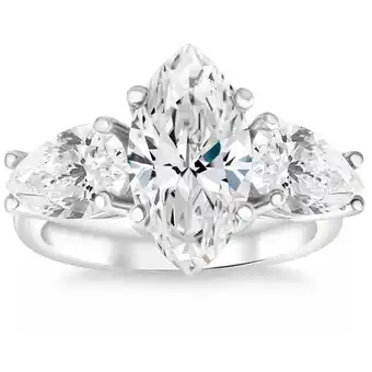Walmart Pompeii Certified 5Ct TW Marquise & Pear Three Stone Engagement Ring 14k Gold Lab Grown offer