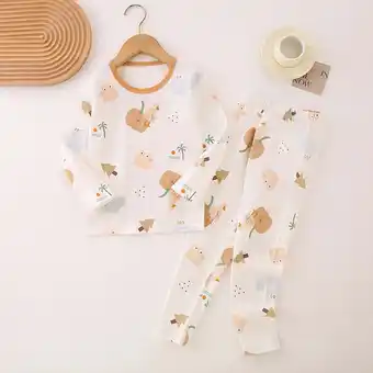 Walmart Children's Printed Home Two-piece Long Sleeved Round Neck Top/shirt Set Multicolor 8-10 Years offer