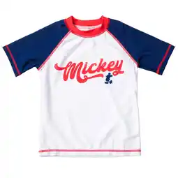 Walmart Disney Mickey Mouse Little Boys Rash Guard Swim Shirt White 7-8 offer