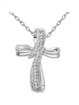 Walmart 1/4 Carat (Ctw) Diamond Cross Pendant Necklace in 14K White Gold with Chain offer