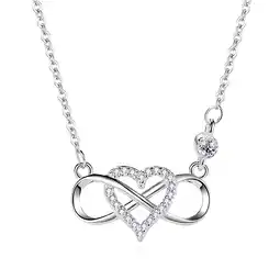 Walmart SFTING Infinity Heart Pendant Necklace 925 Sterling Silver Cubic Zirconia Jewelry Gift for Women offer