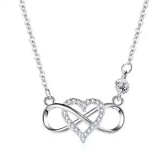 Walmart SFTING Infinity Heart Pendant Necklace 925 Sterling Silver Cubic Zirconia Jewelry Gift for Women offer