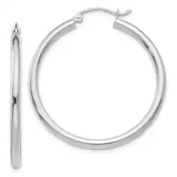 Walmart Primal Gold 14K White Gold 2.5mm Lightweight Tube Hoop Earrings offer