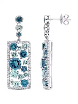 Walmart 6.60 Carat (Ctw) London & Sky Blue Topaz Drop Earrings in 14k White Gold with Diamondserling Silver offer