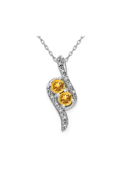 Walmart 1/2 Carat (Ctw) Citrine Pendant Necklace in 14K White Gold with Chain offer